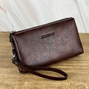 Resim HOVIS Erkek Retro Sentetik Suni Deri Cüzdan - Büyük Kapasiteli Çift Bölme Fermuar, Minimalist Kare İş El Çantası, Bileklik ile, Babalar veya Eşler için Mükemmel Hediye, Her Gün Cüzdan | Minimalist Cüzdan | Sentetik Suni Deri Cüzdan, Suni Deri Cüzdan 