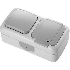 Resim Viko Palmiye Gri Sıva Üstü Anahtar+Topraklı Priz Kombine Yatay - 90555581 