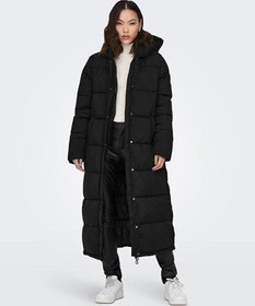 Resim Only Oversize Kapüşonlu Maxi Kadın Kaban - Sıcak ve Şık Kışlık - Siyah / XS 