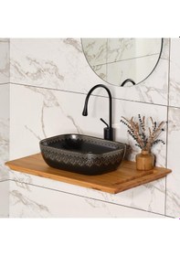 Resim Lena Ey 7033S Tezgah Üstü Lavabo Beyaz & Altın 