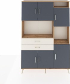 Resim Arges Dolap 9 Raflı 2 Çekmeceli 6 Kapaklı 132x30x195 Çam-antr... Çam 