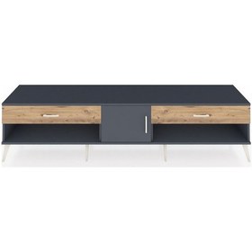 Resim Hyperion Tv Ünitesi Tek Raflı 2 Çekmeceli Tek Kapaklı 220x44x51 Antrasit-antrasit/çam Antrasıt/atlas Çam - Antrasıt 