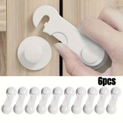 Resim 6 adet Beyaz Fthalat İçermeyen Güvenlik Kilidi - Dayanıklı ABS Plastik, Dolaplar, Çekmeceler, Buzdolapları için Kolay Kurulum - Anti-Sıkıştırma Koruma, 8.99cm x 3.51cm 