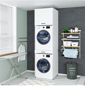 Resim Çamaşir Ve Kurutma Makinesi Dolabi+Üst Dolabi 67X240 Cm Mat Beyaz 