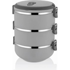 Resim Freshbox Yeni Renk Gri 3 Katlı Yemek Termosu Sefer Tası 1,8 Lt 