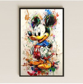 Resim Soyut Renk Patlamalı Mickey Tasarımlı Şeffaf Pleksi Tablo 