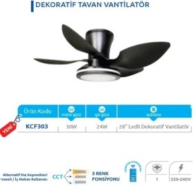 Resim Yüceeller Vanti KCF303 Uzaktan Kumandalı Dekoratif Tavan Vantilatör 