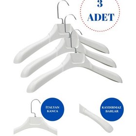 Resim Ceket Askısı Beyaz Plastik Kıyafet Takım Elbise Askısı 3 Adet Diğer 