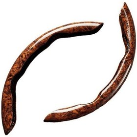 Resim Kahverengi 2 Adet Ahşap Tahıl Kapak Direksiyon Kokusuz Kaymaz Fit Isıya Dayanıklı Evrensel Suni Deri 