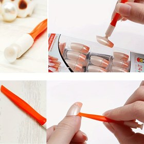 Resim 1 Paket Tırnak Yapıştırıcı Uygulama Aracı Emme Kupası ile - Turuncu & Beyaz Ergonomik Tasarım, Kesin Nail Art için, Sahte Tırnakları Alıp Takma, Manikür Pedikür Yardımcısı, Tırnak Teknisyen Malzemeleri, Dayanıklı Güzellik Aleti 
