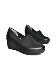 Resim Fox Shoes R908059003 Siyah Hakiki Deri Dolgu Topuklu Kadın Ayakkabı 