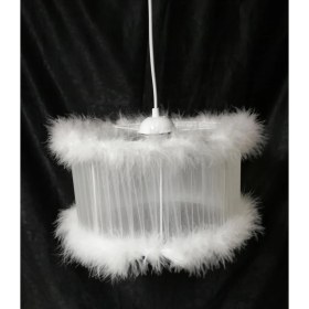 Resim Teknotrust Beyaz Kırmızı Pembe Siyah Kız Erkek Çocuk Odası Tüylü Avize Yatak Odası Avizesi Çap 30 cm 