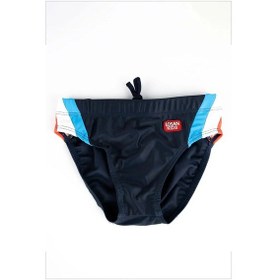 Resim Adisia Erkek Bebek Lacivert Yanları Mavi Beyaz Kırmızı Slip Mayo Lacivert 