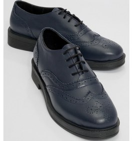 Resim Avra Laci Cilt Hakiki Deri Kadın Oxford Ayakkabı Lacivert 