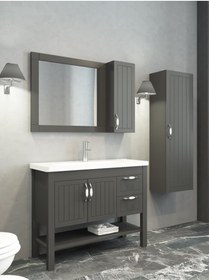 Resim NETDEKO Helen 100 Cm Banyo Dolabı-antrasit (boy Dolap Dahil ) 