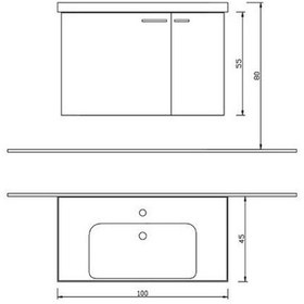 Resim Turkuaz Frame Etajerli Lavabo 100X45Cm Ve Terra Banyo Dolabı-Aliz Çok Renkli 