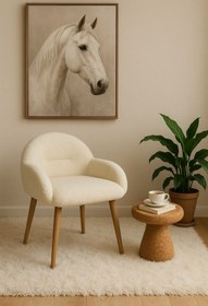 Resim arge demo Tokyo Ahşap Ayaklı Retro Puf Minimal Berjer Makyaj Masası Sandalyesi Çok Amaçlı Berjer 