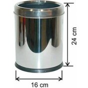 Resim Paslanmaz Metal Ofis Tipi Çemberli Çöp Kovası 3 Litre 