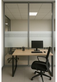 Resim Technosmart 45x200cm Meander Motifli Statik Cam Filmi Kaplama Mutfak Ofis Banyo Pencere 