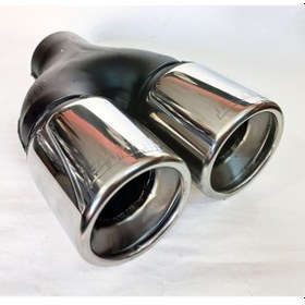 Resim 76 Mm. Paslanmaz Krom Çiftli Eşit, Düz Içi Dolu Egzoz Eksoz Ucu Uyumlu 1 Adet 