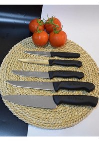 Resim Sürbisa Siyah Sürmene Şef Bıçak Seti 5 Parça Çok Renkli 