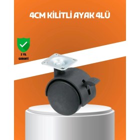 Resim Bucuks Mey Ithalat® Kilitli Mini Tekerlek Ayak 4 cm 4’lü Set 