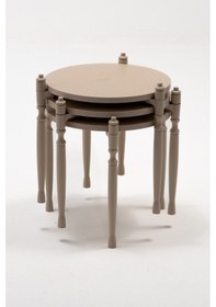 Resim Puzzle Salon&oturma Odası Yuvarlak Zigon Sehpa Takımı - Cappucino 