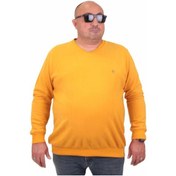 Resim Mocgrande Büyük Beden Selanik V Yaka Classic Sweat 23201 Hardal-Hardal 