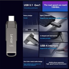 Resim Monyee Lexar Jumpdrive D400 Usb 3.1 Type-c Ve Type-a Çift Bağlantılı Yüksek Hızlı Flash Bellek, 32gb/64gb/128gb/256gb 