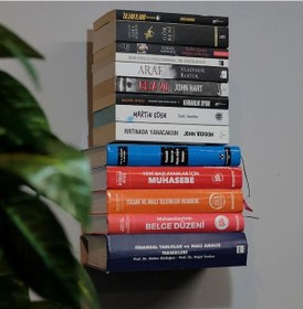 Resim Metal Siyah 2 Adet Kitaplık, Kitap Organizatör, Uçan Kitap Rafı, Görünmez Duvar Kitaplık 2'li Siyah 