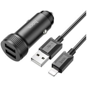 Resim Hoco Z49 Çift Usb Girişli Araç Şarj Başlık + Usb To Apple Uyumlu iPhone Lightning Kablo- 5775 