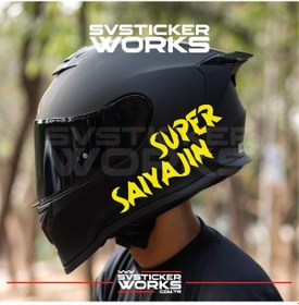 Resim Super Saiyajin Yazılı Kask Sticker Tüm Kasklar Uyumlu Tek Yön 1 Adet Sarı 