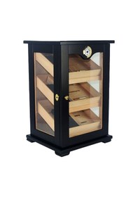 Resim 3 Raflı Puro Kutusu Humidor Kabinet Siyah 150's 