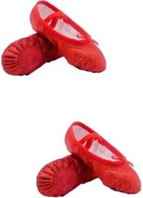 Resim Holibanna 2 Çift Bale Terliği Katlanabilir Tek Bale Ayakkabısı Balo Salonu Dans Ayakkabıları Kadın Terlikleri Kırmızı Yürümeye Başlayan Çocuk Pençesi Ayakkabı 