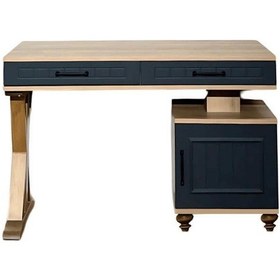 Resim Ozan Çalışma Masası Gece Mavisi Renk Mdf Gürgen Ağacı Ayaklı Diğer 