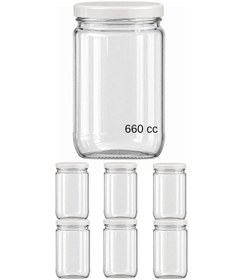 Resim 6 Adet 660 Cc Cam Kavanoz Beyaz Metal Kapaklı 660 Ml Sosluk, Konserve Ve Saklama Kavanozu Seti Şeffaf 