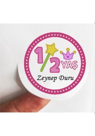 Resim 48 Adet 4 Cm Kişiye Özel Pembe Half Birthday Baskılı Mat Etiket Sticker - Yarım Yaş Doğum Günü 