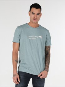 Resim Colin’s Regular Fit Bisiklet Yaka Baskılı Yeşil Erkek Kısa Kol Tişört Cl1062503 