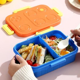 Resim Renkli Desenli Beslenme Kutusu - 880 ml 2 Bölmeli Çocuk Beslenme Kabı PP (Turuncu) 