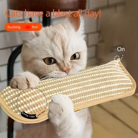 Resim Sisal Kedi Tırmalama Pedi, Dayanıklı ve Dökülmeyen Yerleşik Çimli, 4 Mevsim Pençe Biletleyici Oyuncak, Teaser Stick Alternatifi & Öz Eğlence Mat 