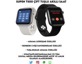 Resim Pazariz T500 Çift Tuş Akıllı Saat Ios Andorid Destekli Arama Özelliği Sensörlü Smart 