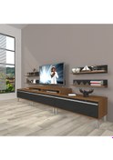 Resim Decoraktiv Ekoflex 270r Mdf Krom Ayaklı Tv Ünitesi Tv Sehpası Ceviz - Siyah 