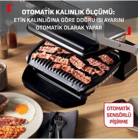 Resim TEFAL OptiGrill+ 4 Porsiyon Kapasiteli 2000 Watt 6 Programlı Barbekü Izgara ve Tost Makinesi - Inox 