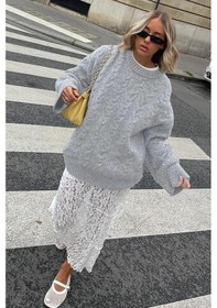 Resim Madmext Gri Bisiklet Yaka Örme Triko Kazak Mg2009 Gri 