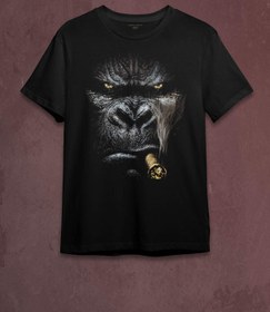 Resim Kendim Seçtim Puro Içen Şempanze Monkey Goril Maymun Baskılı Tişört Unisex T-shirt 