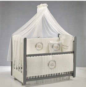 Resim Meltem Kids Mia Anne Yanı Ahşap Sallanır Beşik 60 x 120 CM (Gri - Angel) Gri 