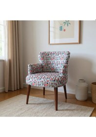 Resim Roma Modern Tekli Koltuk Berjer - Dijital Baskılı Kumaş - Ahşap Ayak - Afrika Desen Afrikalı 