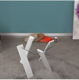 Resim Pasifichome Roman Cam Yan Sehpa Mini Beyaz Çiçeklik Sehpa 