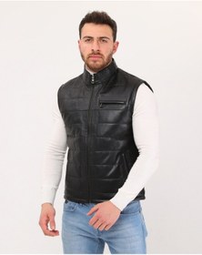 Resim Nyc Giyim Tekstil & Deri Şişme Yelek Hakiki Deri Siyah Renk Dar Kesim 