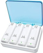 Resim TechKen Wii Akü Şarj Cihazı Seti, Wii Uzaktan Kumanda Şarj İstasyonu Yerleştirme İstasyonu Wii Charger 4 Pil ile Şarj Edilebilir 